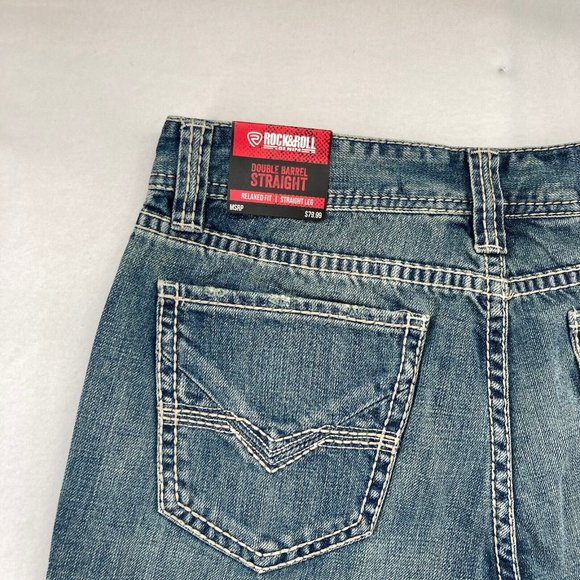 Rock&Roll Men's Double Barrel Straight Relaxed Fit Denim LT Vintage Sz 33x34 NWT - Picture 9 of 12